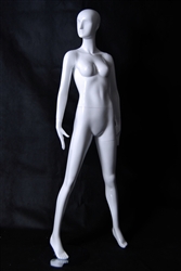 Female Mannequin in Glossy White. Posed in a wide, sassy stance. From www.zingdisplay.com