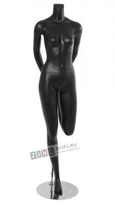 Female Yoga Mannequin Matte Black Hip Flexor Stretch Headless Changeable Heads