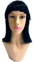 Long Black Wig with Strait Bangs for Mannequin or Head Display