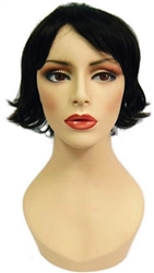 Black Ear Length Hair Wig for Mannequin or Head Display