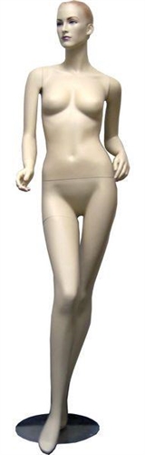 Realistic Female Fleshtone Mannequin with Molded Slicked Back Hair