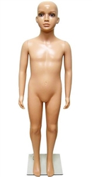 Unbreakable Child Mannequin in Tan with Realistic Facial Features.