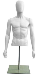 White Male Torso Display Form - Straight Arms