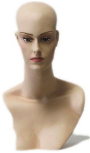 Definition and Class Female Display Head. Nice counter top head display for jewelry, hats or wigs