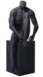 Headless Matte Grey Sitting Muscular Male Mannequin