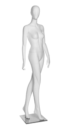 Matte White Abstract Female Egghead Mannequin - Looking Right - From ZingDisplay.com