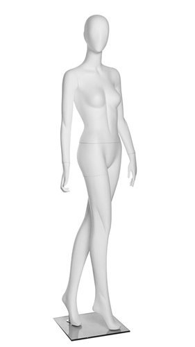 Matte White Abstract Female Egghead Mannequin - Looking Right - From ZingDisplay.com