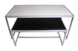 Black and White Reversible Nesting Table Set With Matte Silver Frame