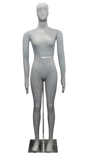 Pinable Jersey Covered Female Mannequin Flexible in Grey or Black