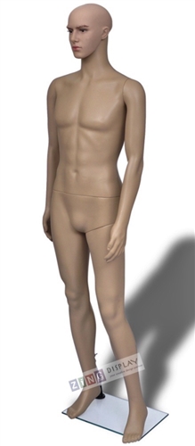 Realistic Facial Features Male Mannequin in Tan made of Unbreakable Plastic from Zing Display
