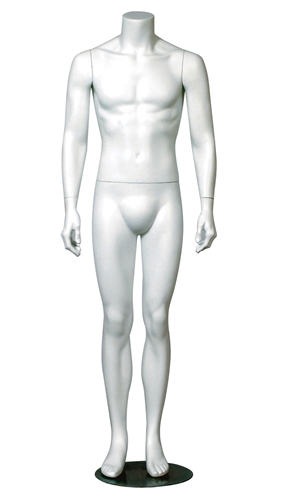 White Headless Male Mannequin with Arms at Sides