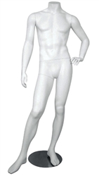 White Headless Male Mannequin Right Leg Out