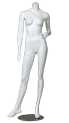 White Headless Female Mannequin with Left Arm Bent