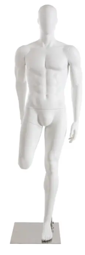 Trendy Stretching Egghead Matte White Male Mannequin