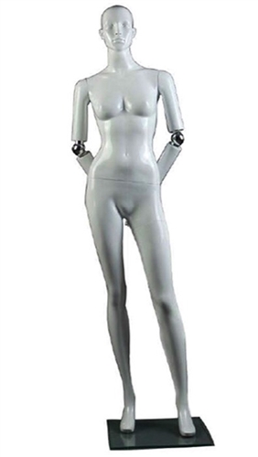 Abstract Facial Features Female Mannequin with Movable Elbow.