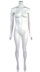 Matte White Headless Female Mannequin Arms by Sides