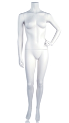 Matte White Headless Female Mannequin Left Hand on Hip