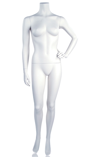 Matte White Headless Female Mannequin Left Hand on Hip