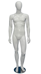 Egghead Male Mannequin Glossy White Left Leg Bent