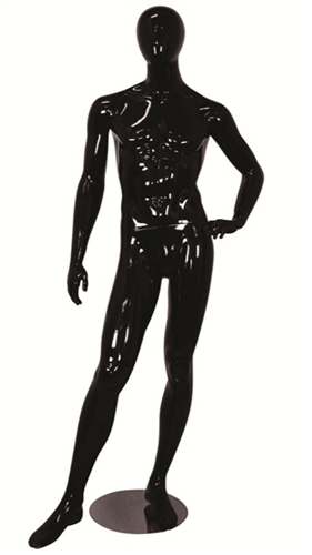 Egghead Male Mannequin Glossy Black Left Hand on Hip