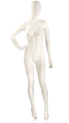 Matte White Mannequin Abstract Head Female Right Hand on Hip