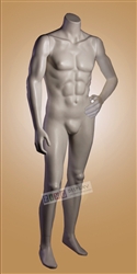Unbreakable Headless Male Mannequin with Magnetic Arms left hand on hip