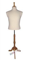 Male Shirt Form with Finial Wood Neck Block and Tripod Base
