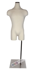 Male Torso Form with Flat Satin Nickel Neck Block and Rectangular Base