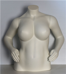 PLUS SIZE FEMALE TORSO FORM MANNEQUIN HANDS ON HIP- SWISS COFFEE