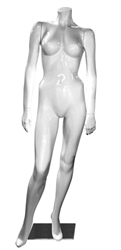 Headless Glossy White Female Mannequin Arms by Sides