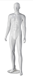 Glossy White Plastic Male Mannequin Removable Egghead