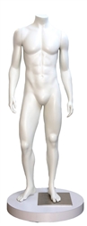 High End Toned Headless Male Mannequin - Right Leg Open - 6 Colors