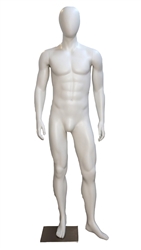 High End Toned Egghead Male Mannequin - Arms By Side - 6 Colors