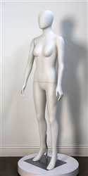 White Egghead female plastic mannequin with magnetic arms