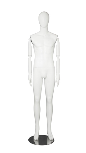 White Male Egghead Mannequin - Posable Wooden Arms - Great for a standout display item - From ZingDisplay.com
