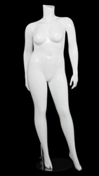 Glossy White  Female Plus Size 16 Mannequin - Left Leg Out Pose 16