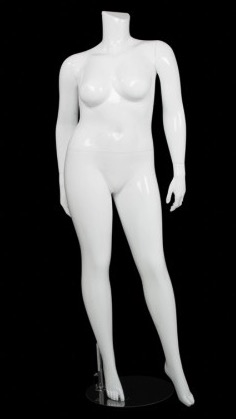 Glossy White  Female Plus Size 16 Mannequin - Left Leg Out