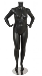 Matte Black Female Plus Size 16 Mannequin - Hands on Hips Pose 16
