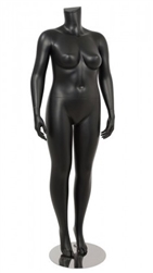 Matte Black Female Plus Size 16 Mannequin - Changeable Heads Pose 16