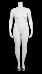 Glossy White  Female Plus Size 16 Mannequin - Changeable Heads