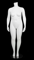 Matte White  Female Plus Size 16 Mannequin - Changeable Heads Pose 16