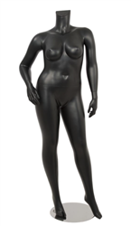 Matte Black Female Plus Size 16 Mannequin - Right Hand on Hip Pose 16