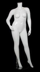 Glossy White  Female Plus Size 16 Mannequin - Right Hand on Hip