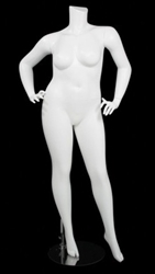 Matte White Female Plus Size 16 Mannequin - Leg Out Hands on Hips Pose 16