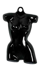 Glossy Black Plastic Female Torso Form