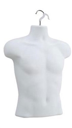 Matte White Plastic Male Torso Form