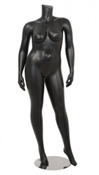 Matte Black Female Plus Size 16 Mannequin - Left Leg Out Pose 16
