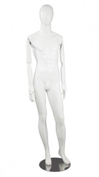 Matte White Male Mannequin with Posable Wood Arms