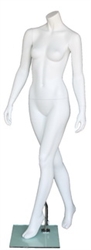 Matte White Female Headless Mannequin Walking Pose