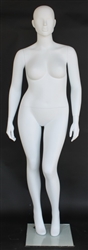 Matte White  Female Plus Sized Mannequin with Abstract Head